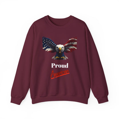Proud American Patriotic Eagle text on a Crewneck Sweatshirt