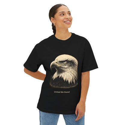 Engraved Eagle - United We Stand text at the muted of a premium tee