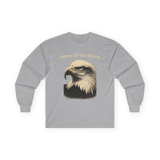 Águila grabada - Hogar de los valientes - Camiseta de manga larga