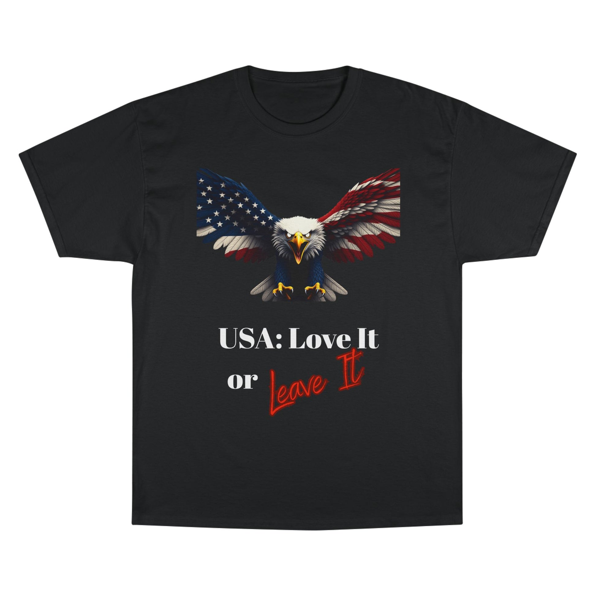 USA Love It Or Leave It Patriotic Eagle on a Champion T-shirt