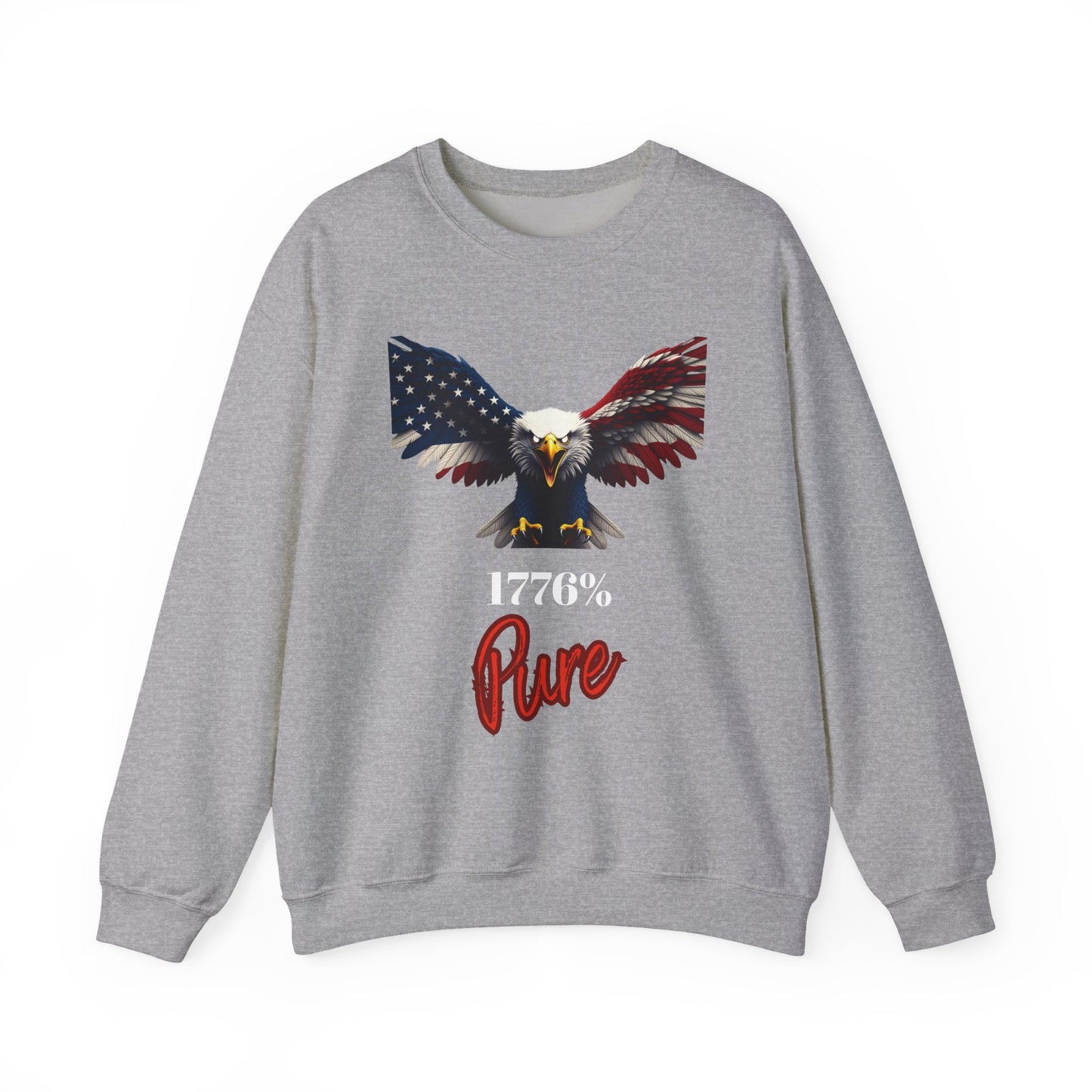 1776% Pure Patriotic Eagle text on a Crewneck Sweatshirt
