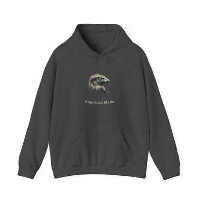 American Made text beneath an eagle head on a Pullover Hoodie