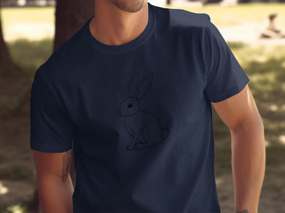 Dark Navy T-Shirt Adorable Rabbit Outline Design product type