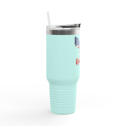 Red White & Badass Patriotic Eagle on a 40oz tumbler