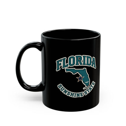 Black mug with "Florida Sunshine State" text and state outline.