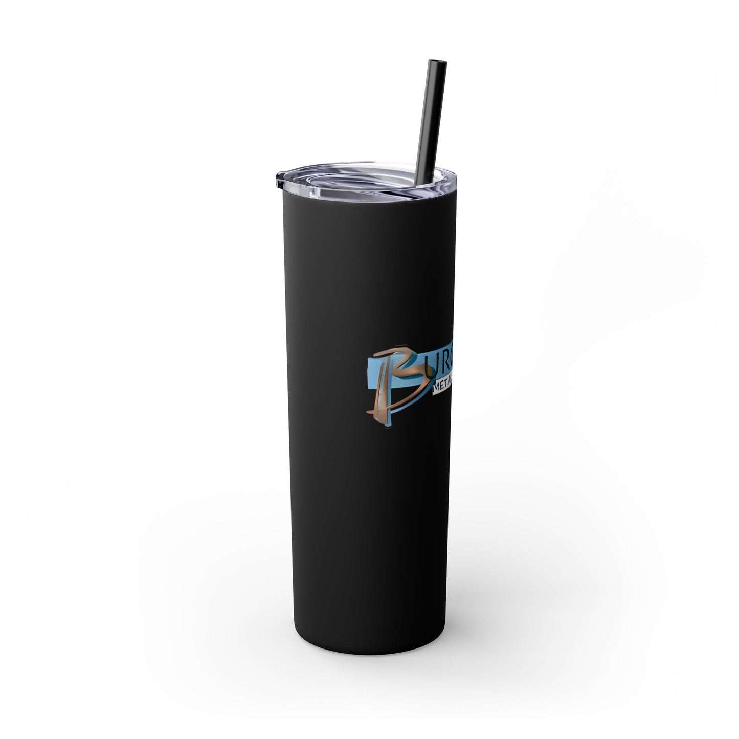 Burghardt Metal Fabricating, Inc., logo on a 20oz Skinny Tumbler