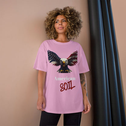 American Soil Patriotic Eagle on a Champion T-shirt