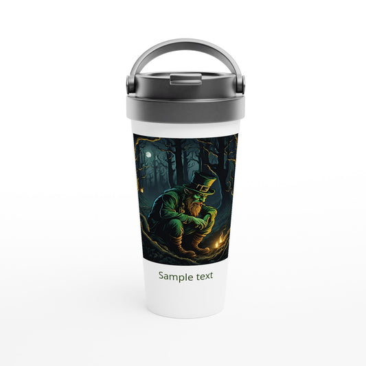 15oz stainless steel travel mug mischievous leprechaun personalized
