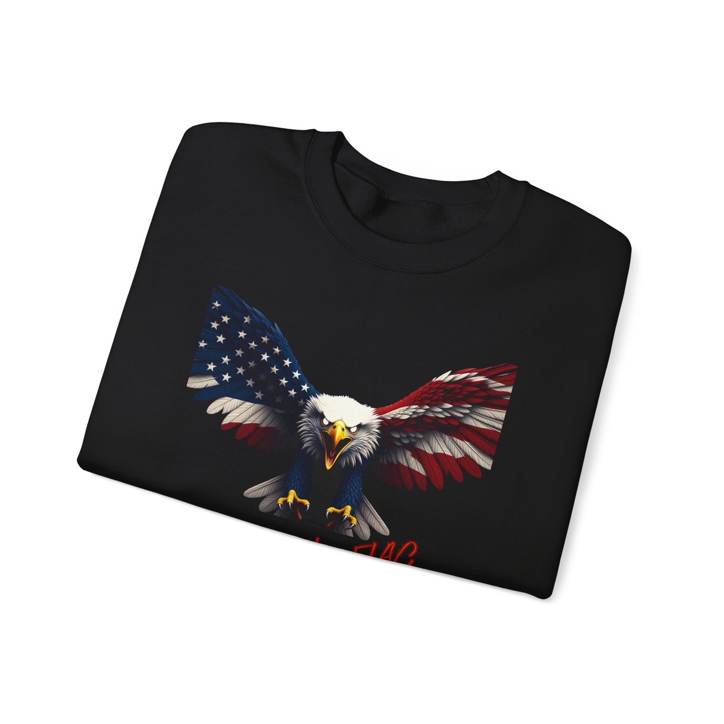 Stand For The Flag Kneel For The Cross Patriotic Eagle text on a Crewneck Sweatshirt
