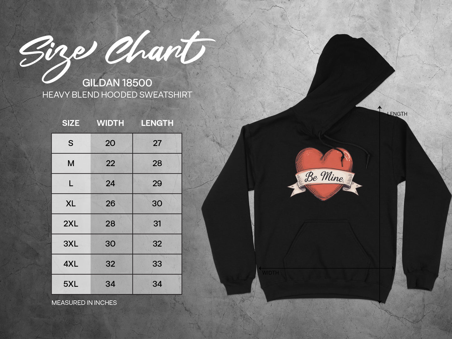 Be Mine Heart Design Gildan 18500 Hooded Sweatshirt