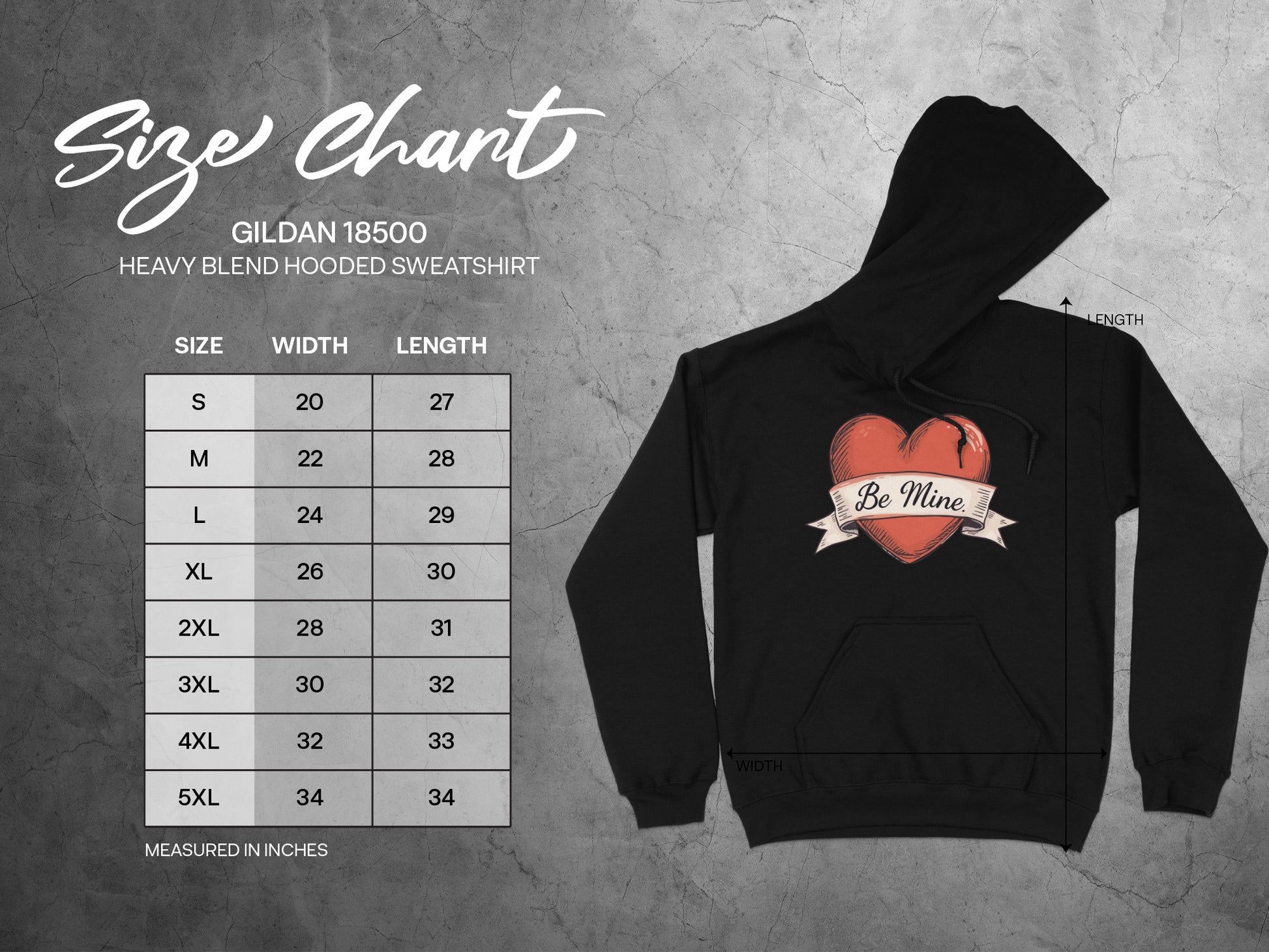 Be Mine Heart Design Gildan 18500 Hooded Sweatshirt