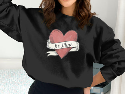 Be Mine Heart Graphic Long Sleeve Sweatshirt