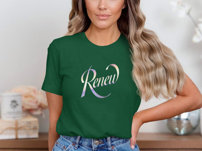 Renew iridescent graphic dark green fashion top product type
