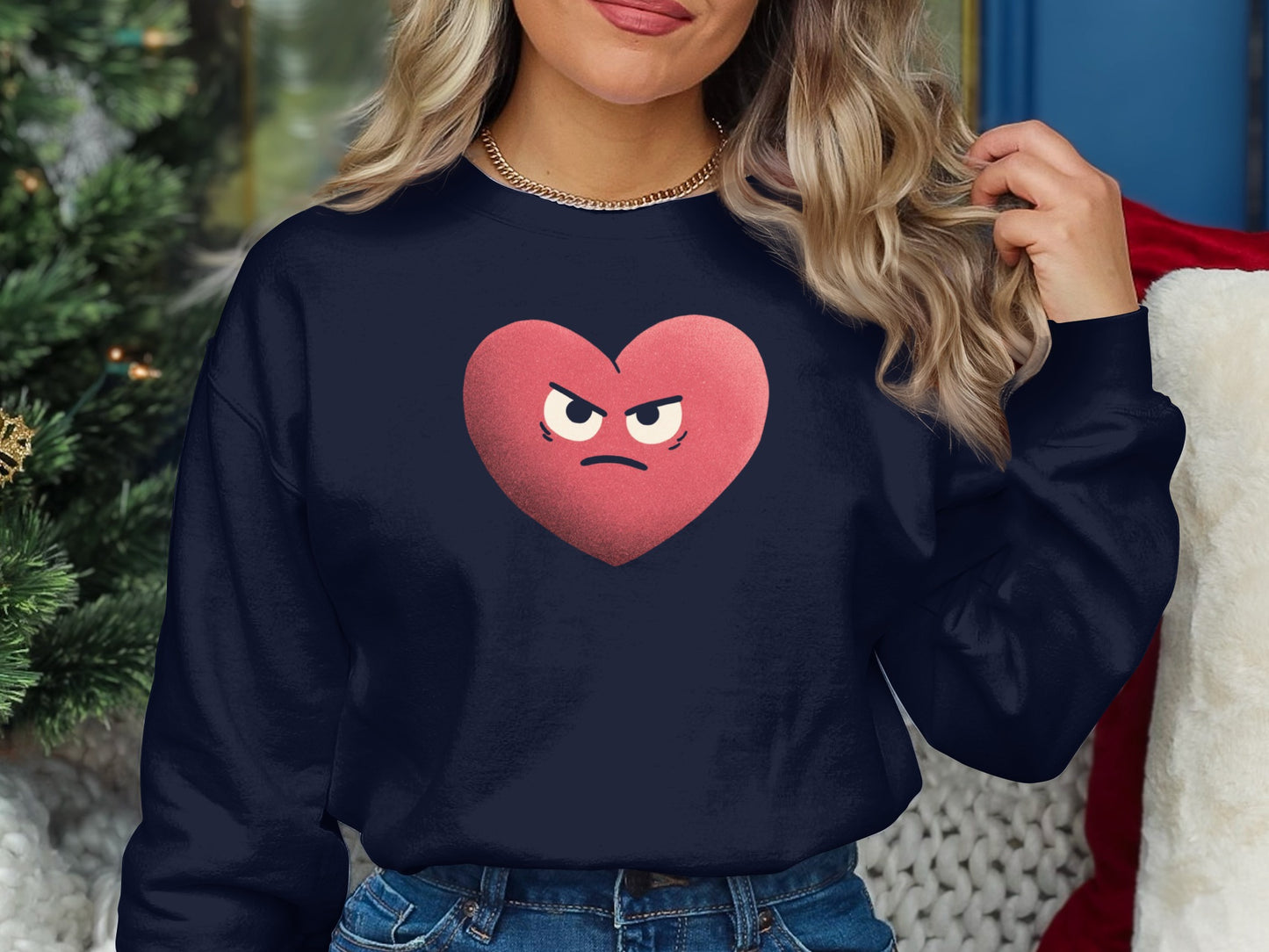 Cute Angry Heart Graphic Design Sweatshirt