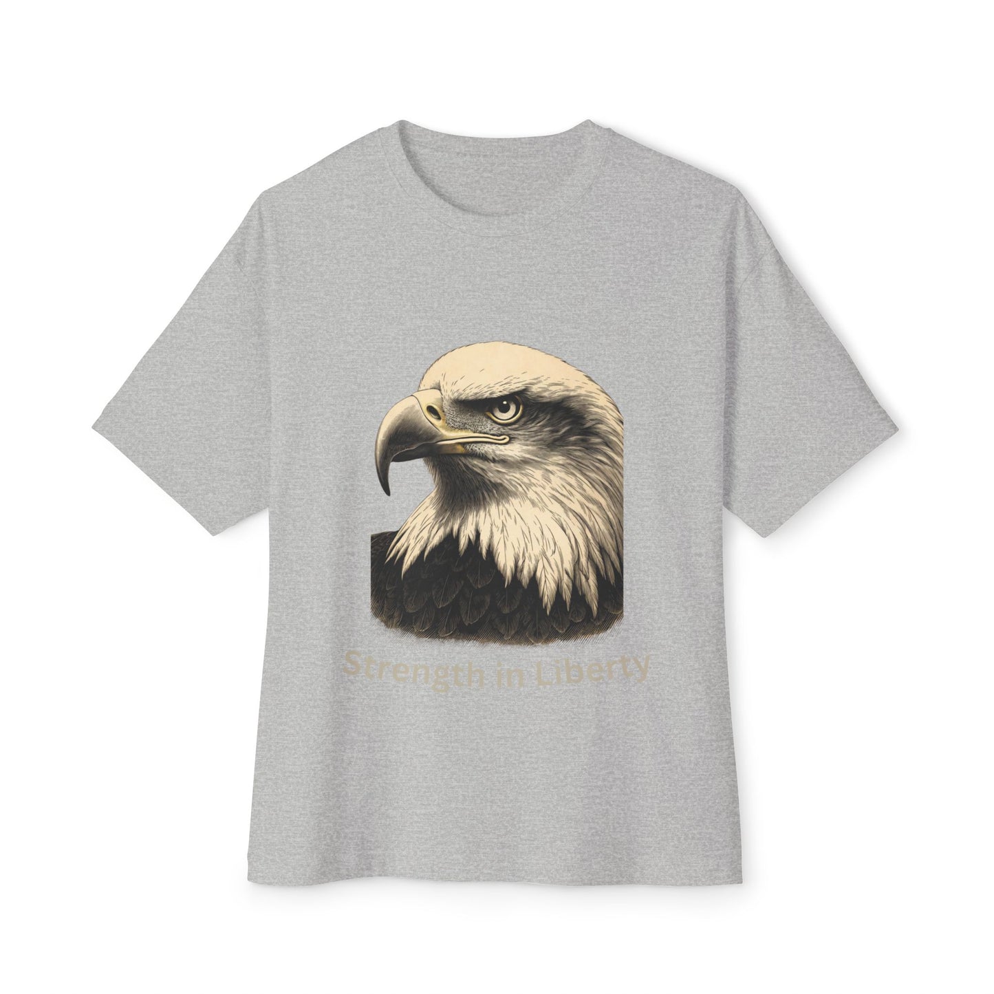 Engraved Eagle - Strength in Liberty text at the bottom of a premium tee