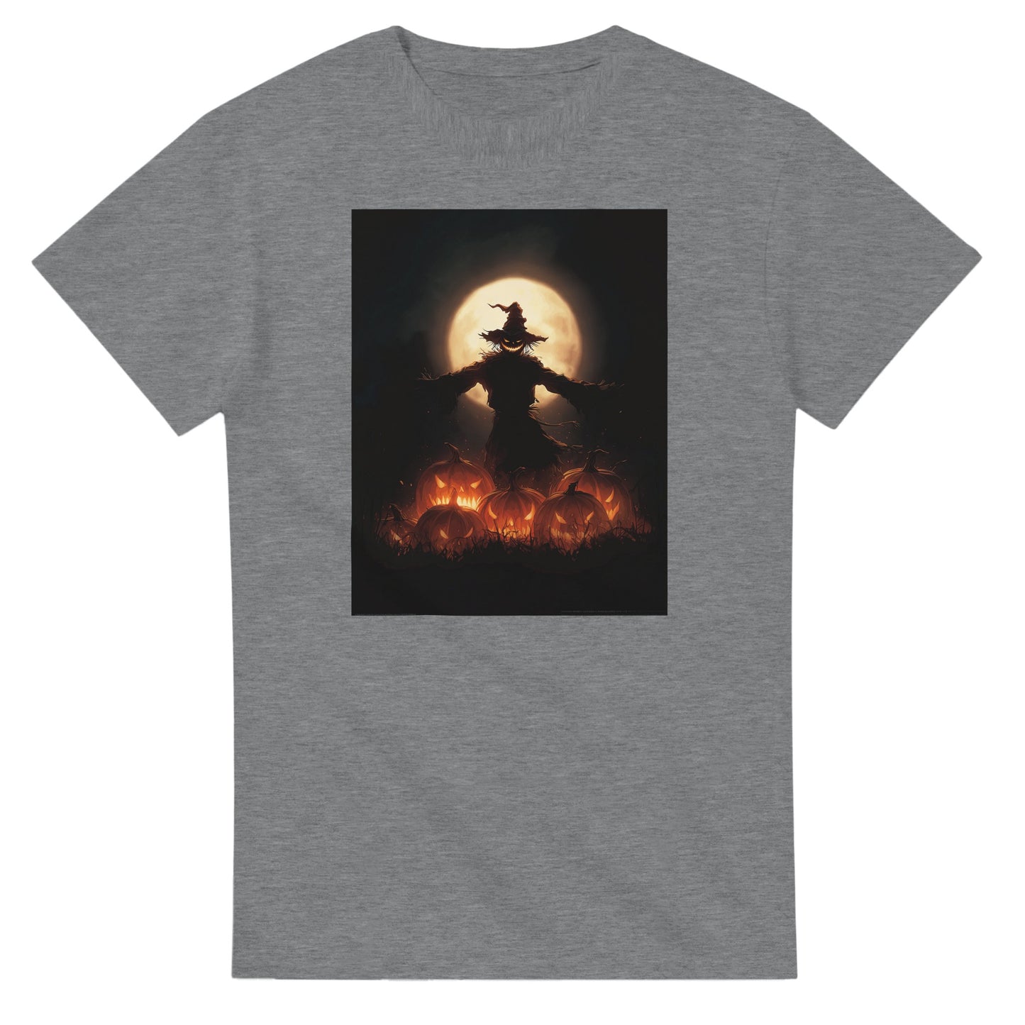 Spooky Scarecrow & Jack-O'-Lantern on a Heavyweight T-shirt