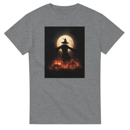 Spooky Scarecrow & Jack-O'-Lantern on a Heavyweight T-shirt