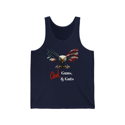 God Guns & Guts Patriotic Eagle on a Premium Tank Top