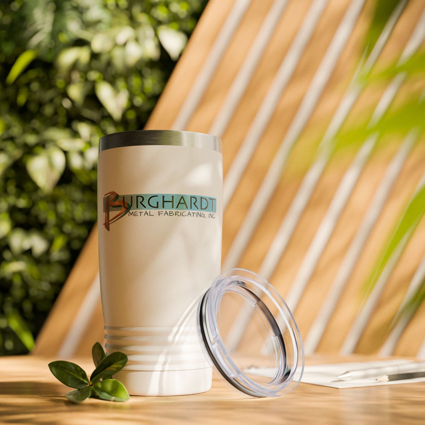 Burghardt Metal Fabricating, Inc., logo on a 20oz Ringneck Tumbler