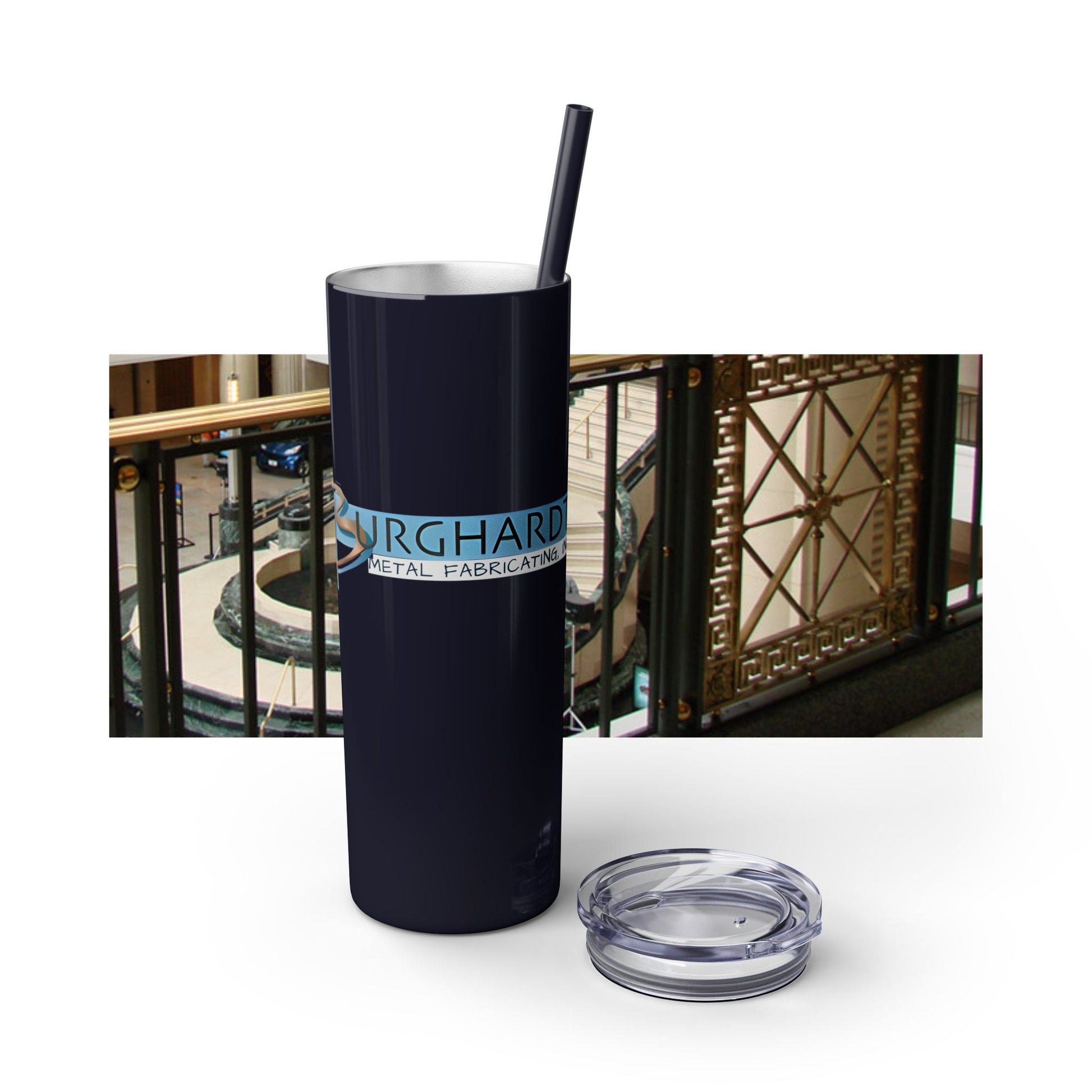 Burghardt Metal Fabricating, Inc., logo on a 20oz Skinny Tumbler