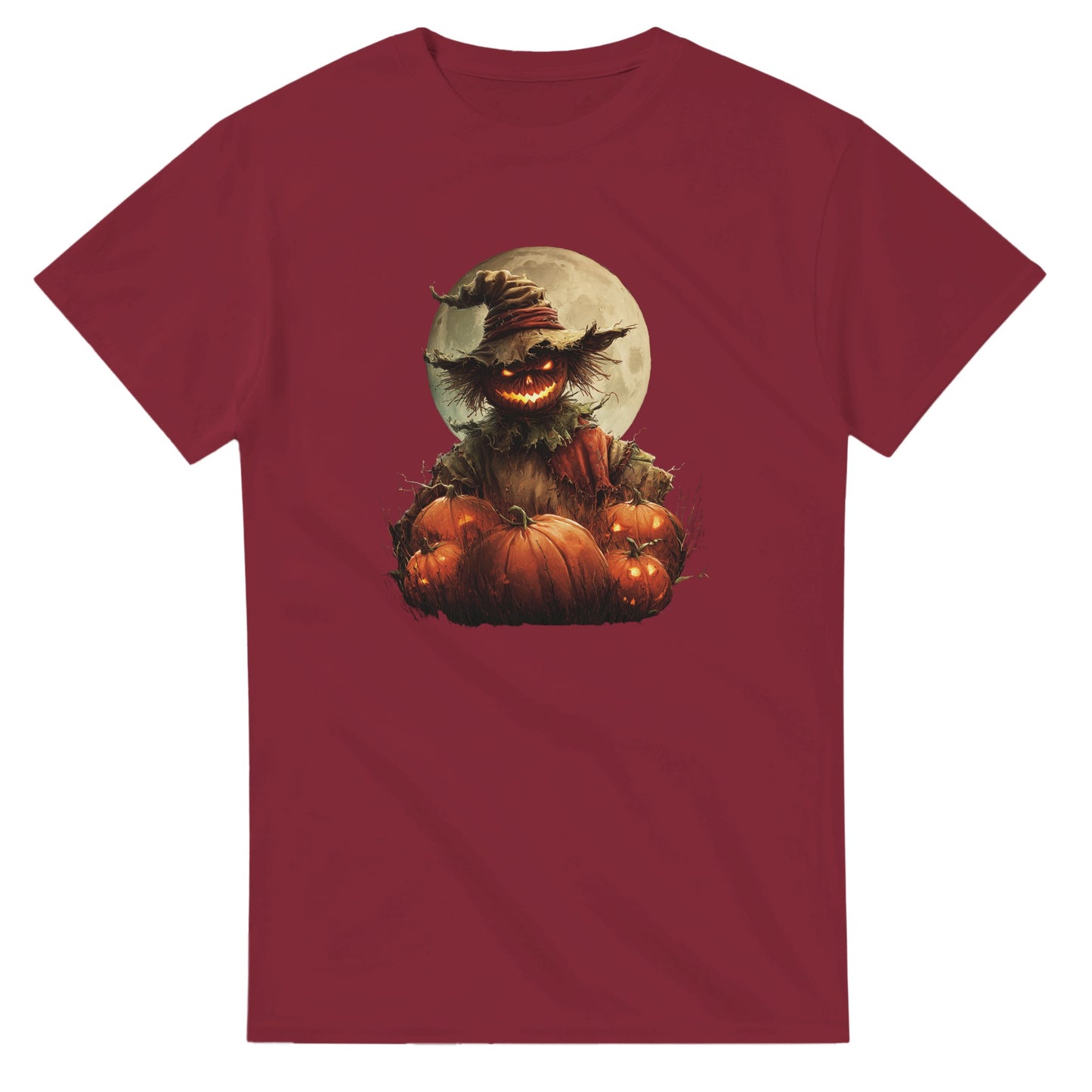 Spooky Scarecrow & Jack-O'-Lantern on a Heavyweight T-shirt
