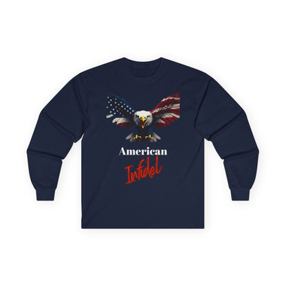 American Infidel Patriotic Eagle on a long sleeve tee