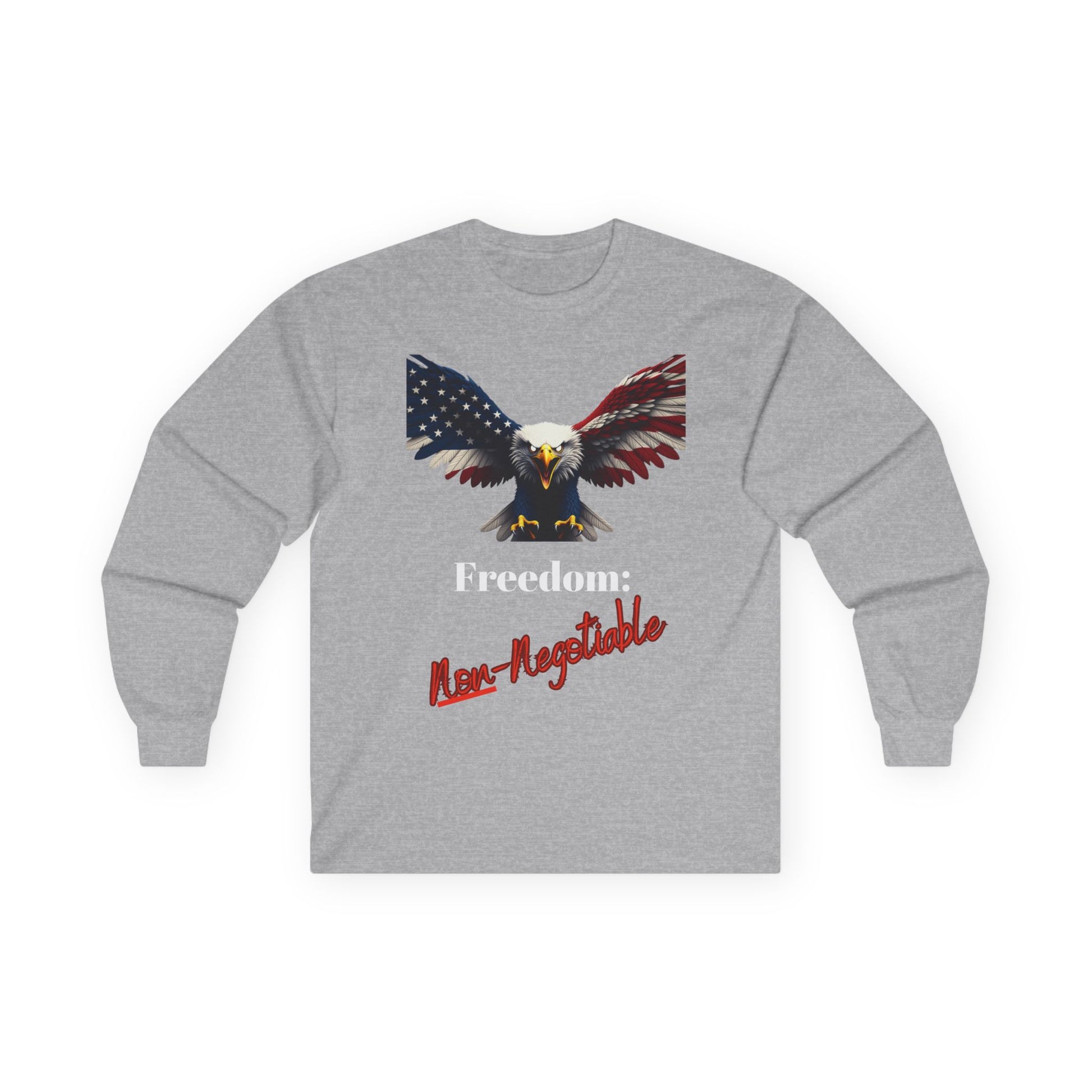 Freedom Non-Negotiable Patriotic Eagle on a long sleeve tee