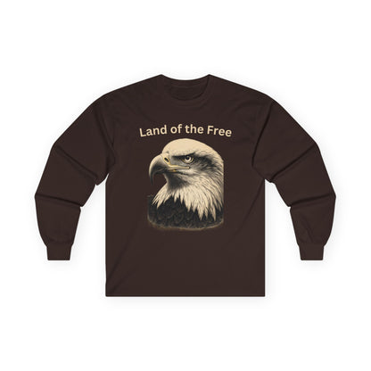 Land of the Free text on a Long-Sleeve Tee