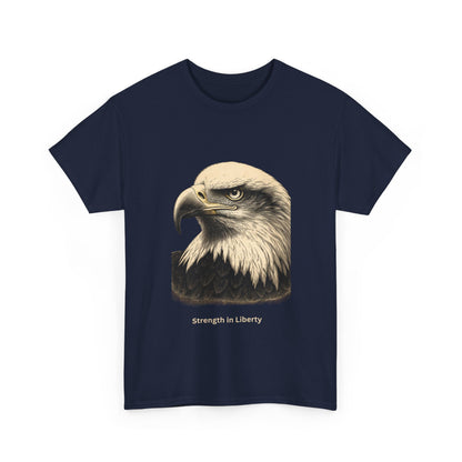 Engraved Eagle - Strength in Liberty - muted text on the bottom of a Heavyweight T-shirt