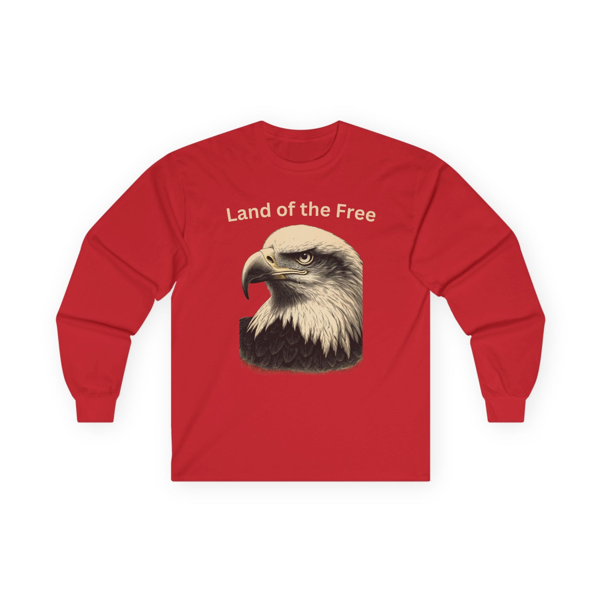 Land of the Free text on a Long-Sleeve Tee