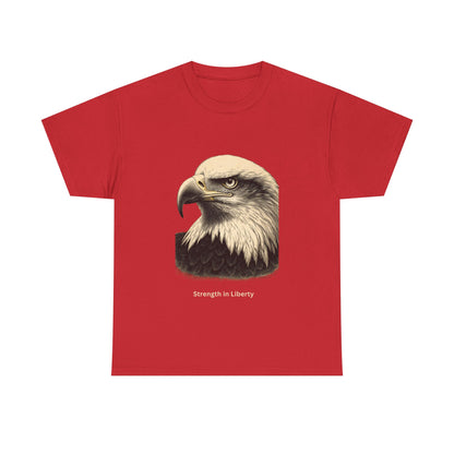 Engraved Eagle - Strength in Liberty - muted text on the bottom of a Heavyweight T-shirt