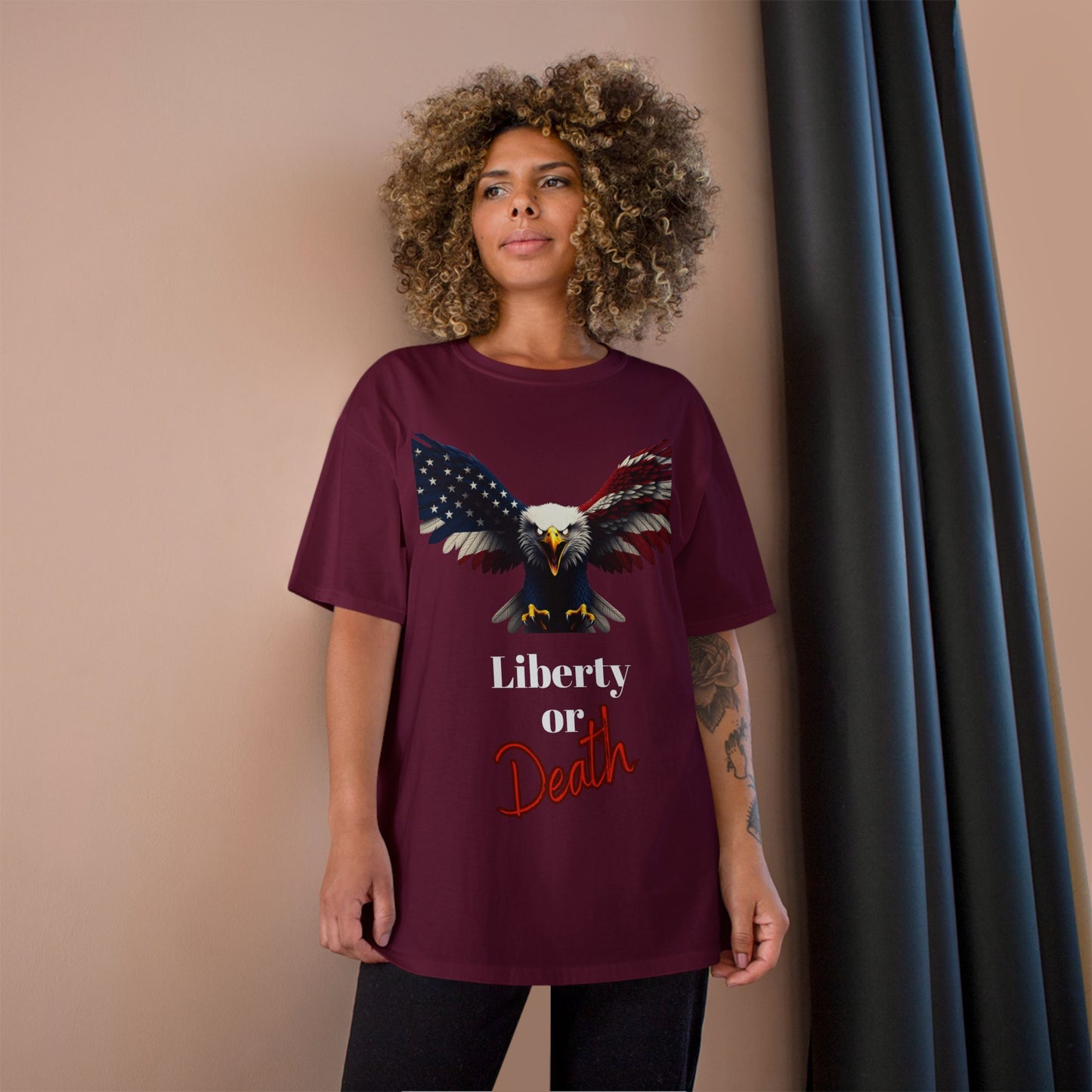 Liberty Or Death Patriotic Eagle on a Champion T-shirt