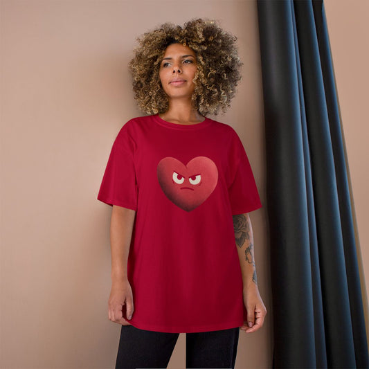 Red T-Shirt with Angry Heart Design emoji face product