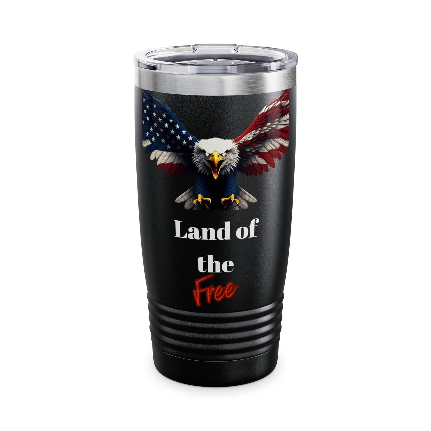 Land Of The Free Patriotic Eagle on a 20oz Insulated Tumbler