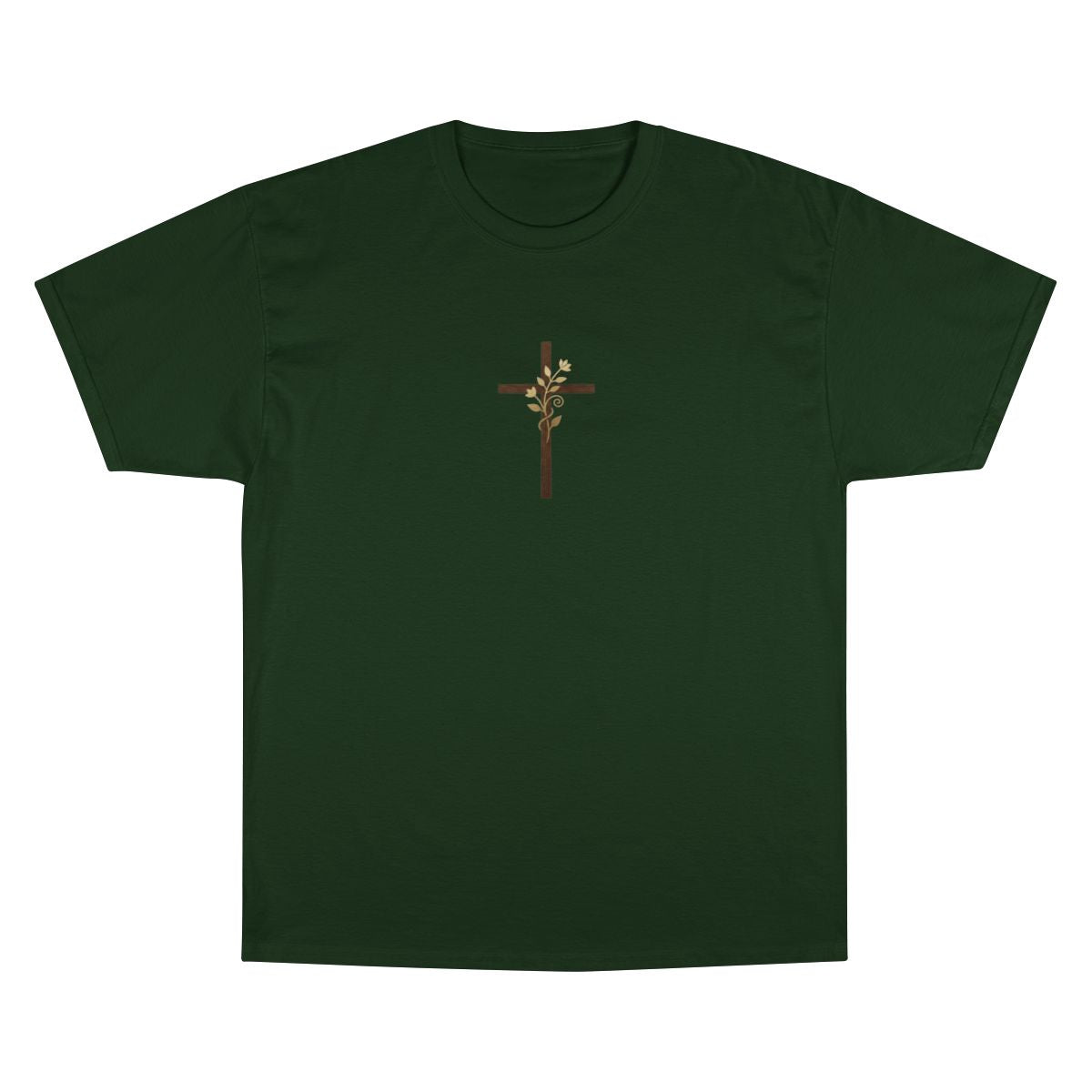Embroidered Cross Floral Design Dark Green product type