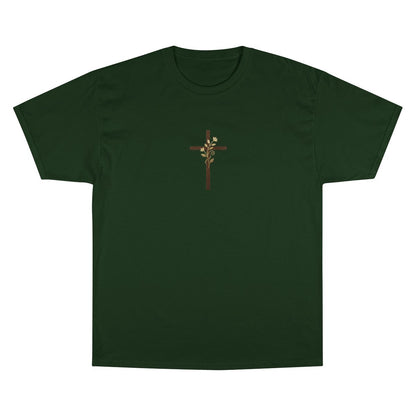 Embroidered Cross Floral Design Dark Green product type