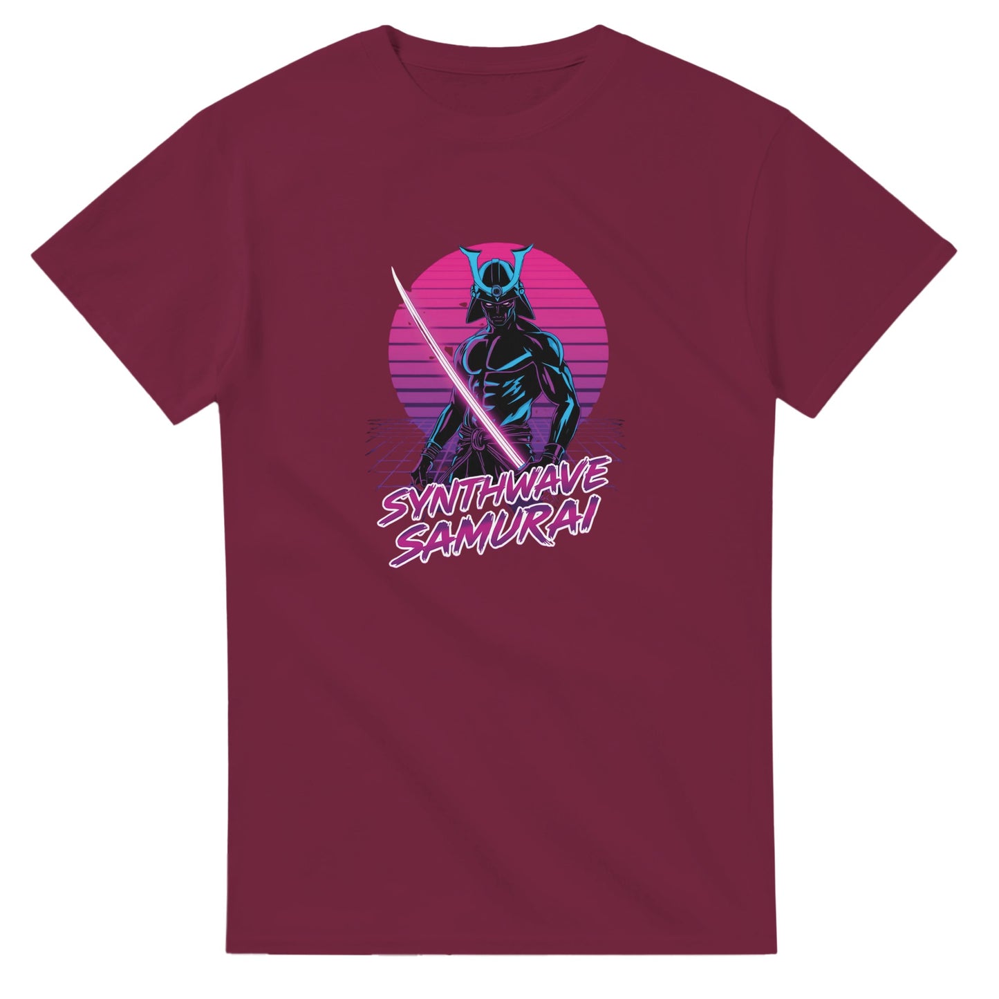 Synthwave Samurai graphic design on a Heavyweight T-shirt