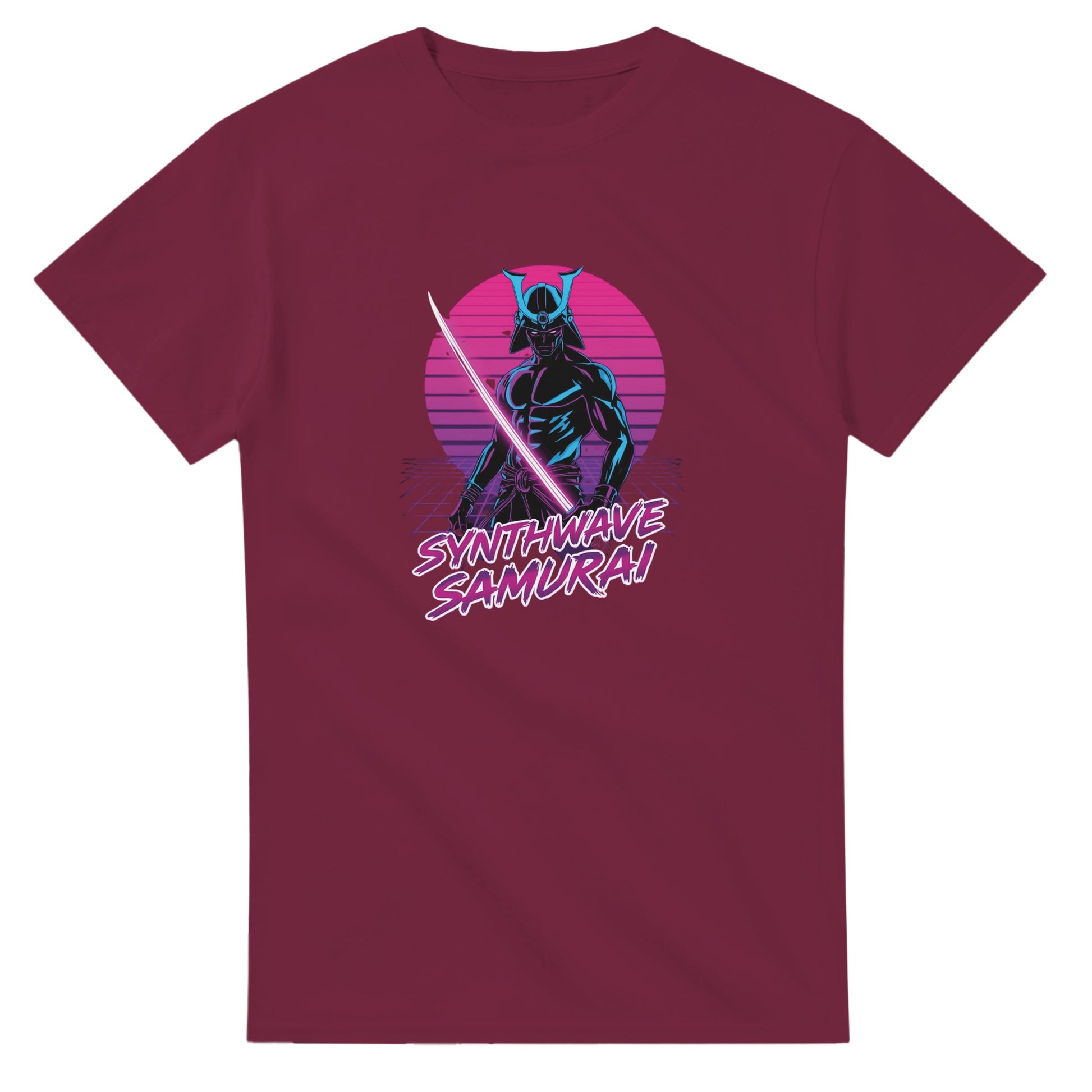Synthwave Samurai graphic design on a Heavyweight T-shirt