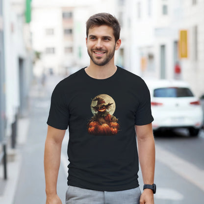 Spooky Scarecrow & Jack-O'-Lantern on a Heavyweight T-shirt