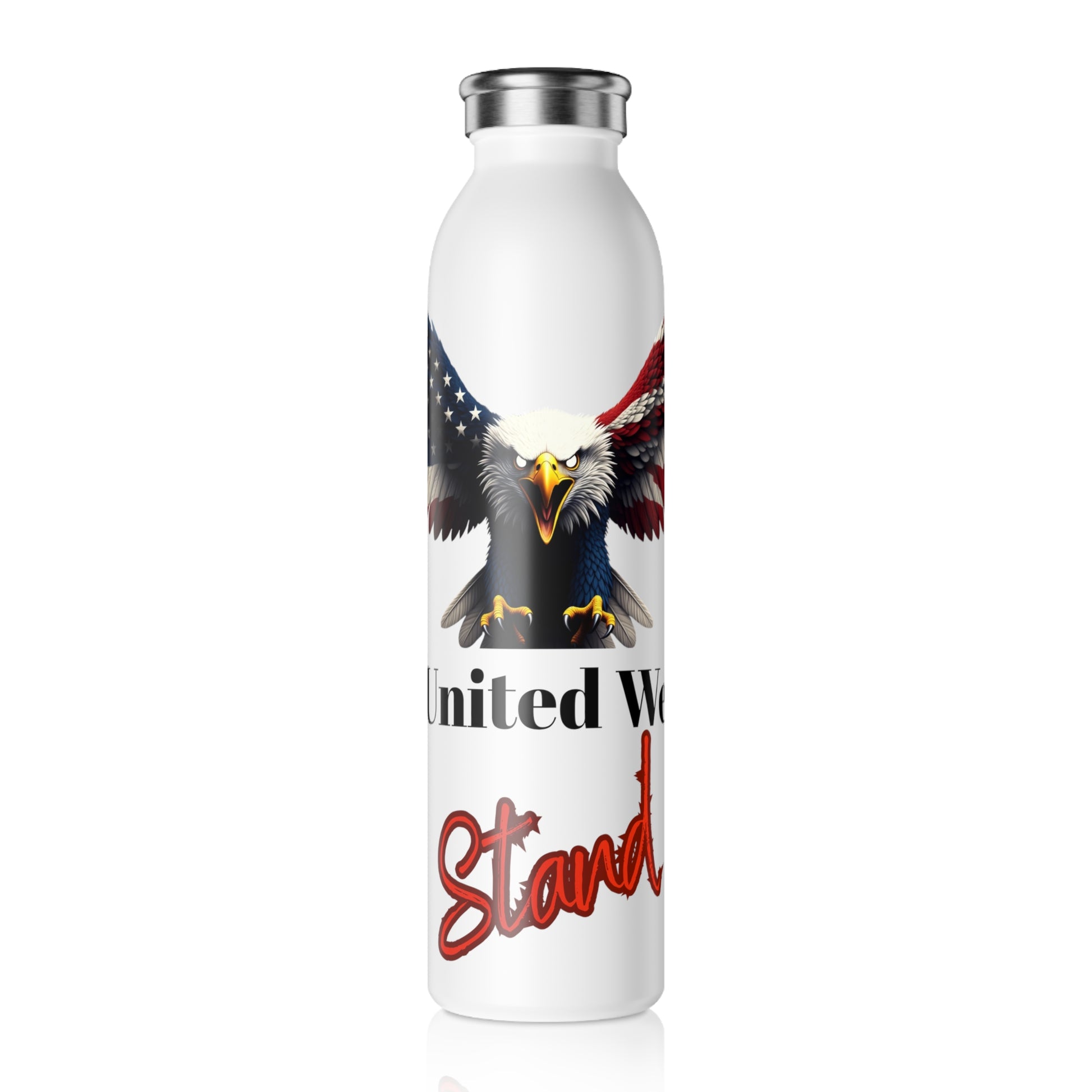 United We Stand Patriotic Eagle on a 20oz Stainless Steel Water Bottle