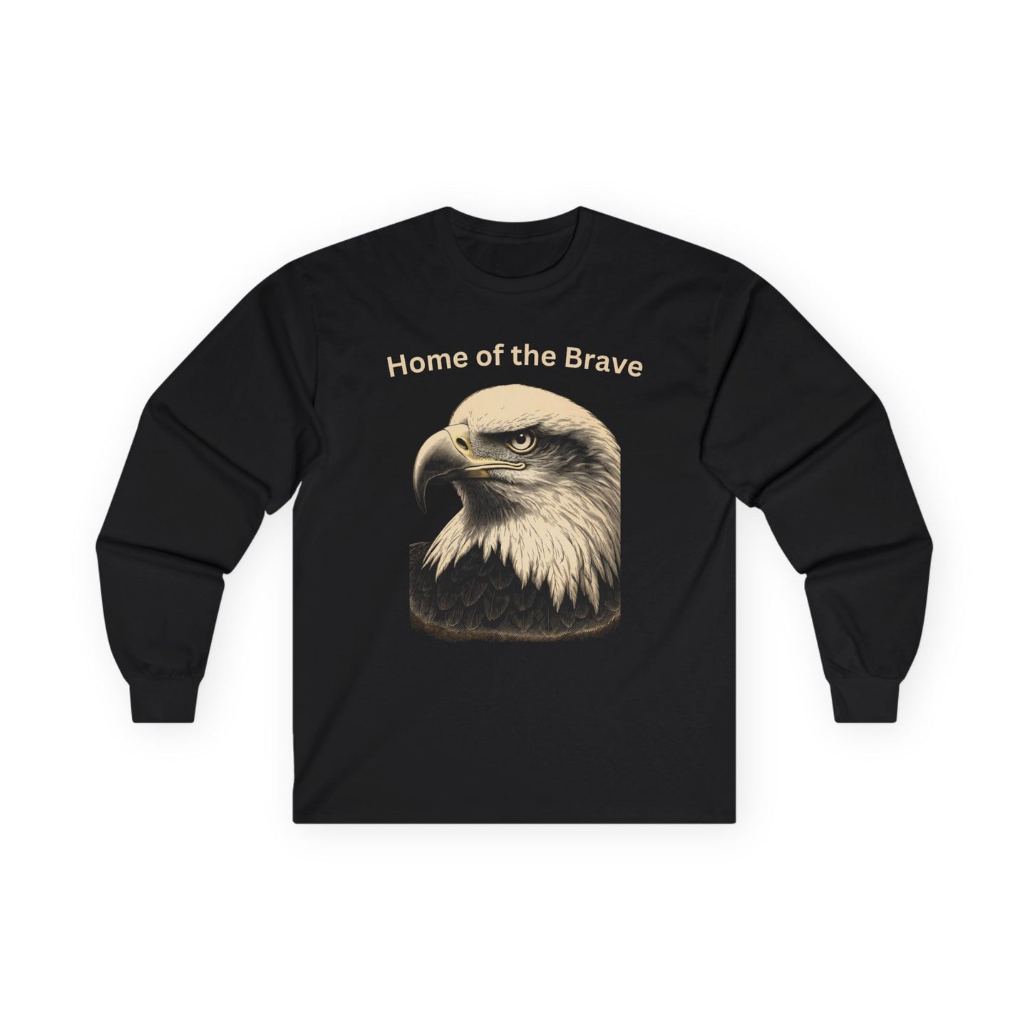 A Heritage Eagle image with 'Home of the Brave' phrase on a long sleeve t-shirt