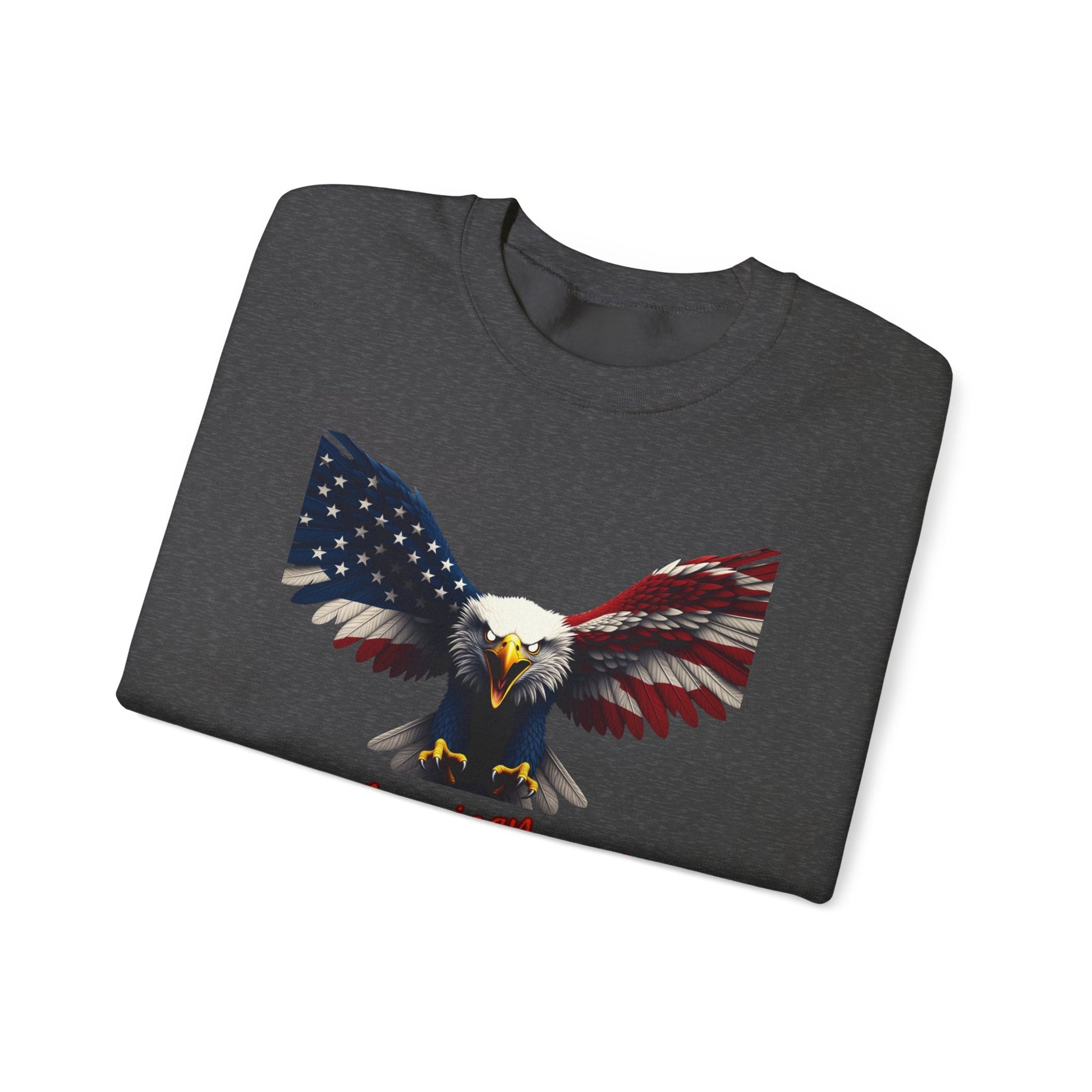 American By Birth Patriot By Choice Patriotic Eagle text on a Crewneck Sweatshirt