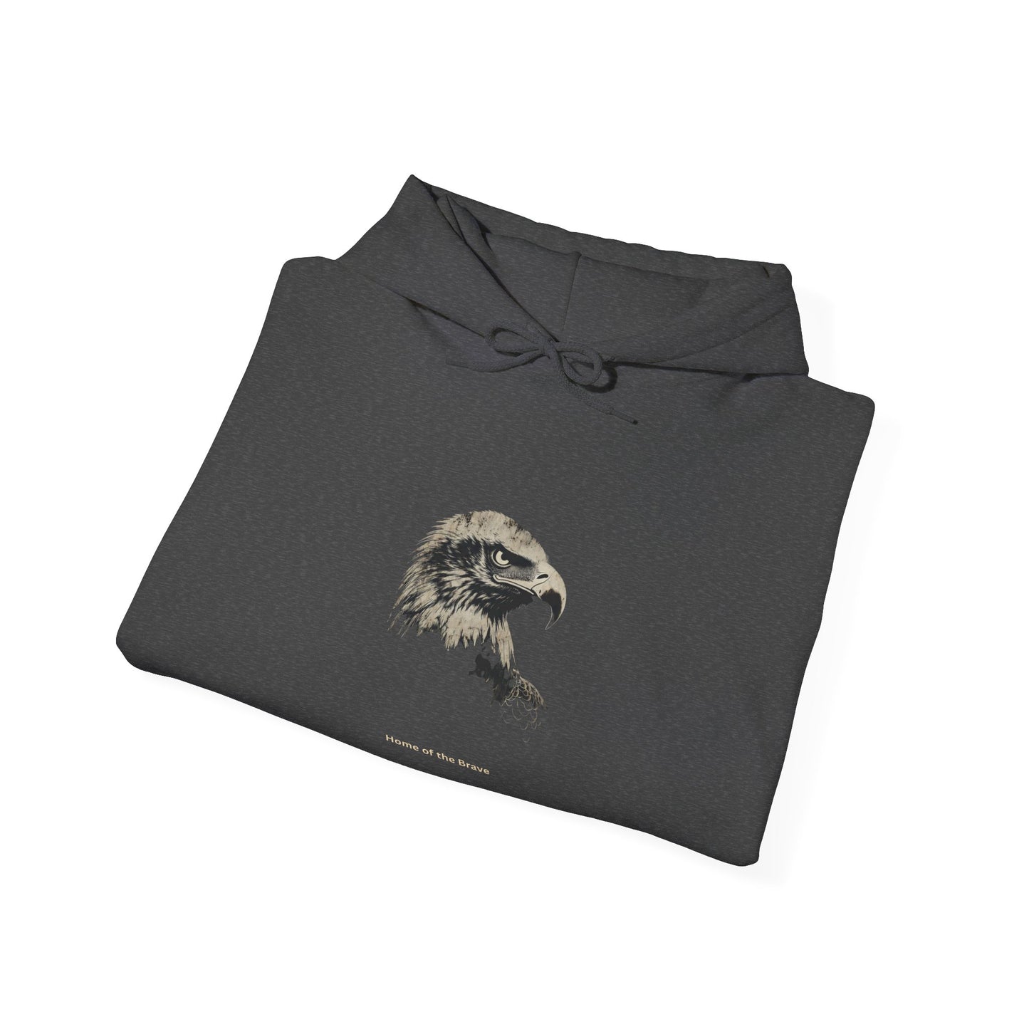 Home of the Brave smaller text below an eagle head on a Pullover Hoodie