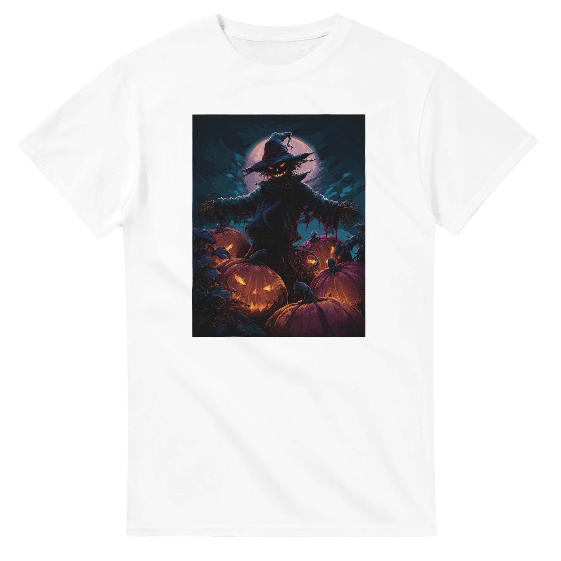 Jack-o'-Lanterns & Full Moon on a Heavyweight T-shirt