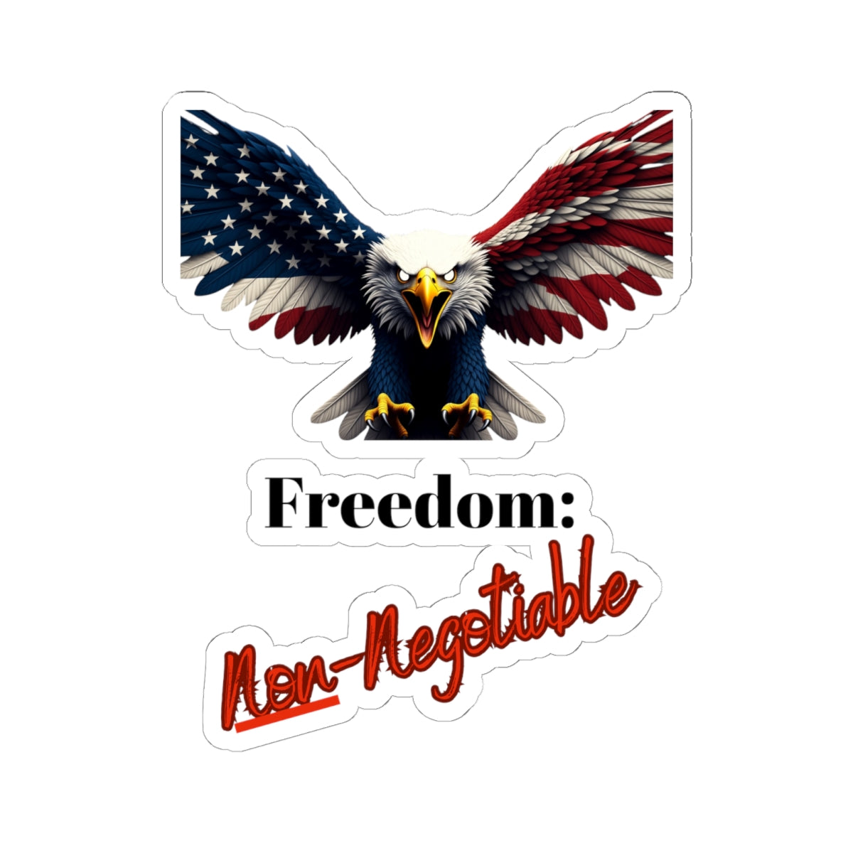 Freedom Non-Negotiable Patriotic Eagle on a Kiss-Cut Stickers