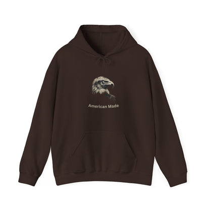 American Made text beneath an eagle head on a Pullover Hoodie