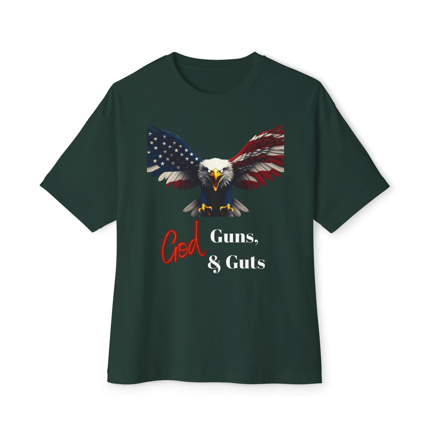 God Guns & Guts Patriotic Eagle on a Premium Tee