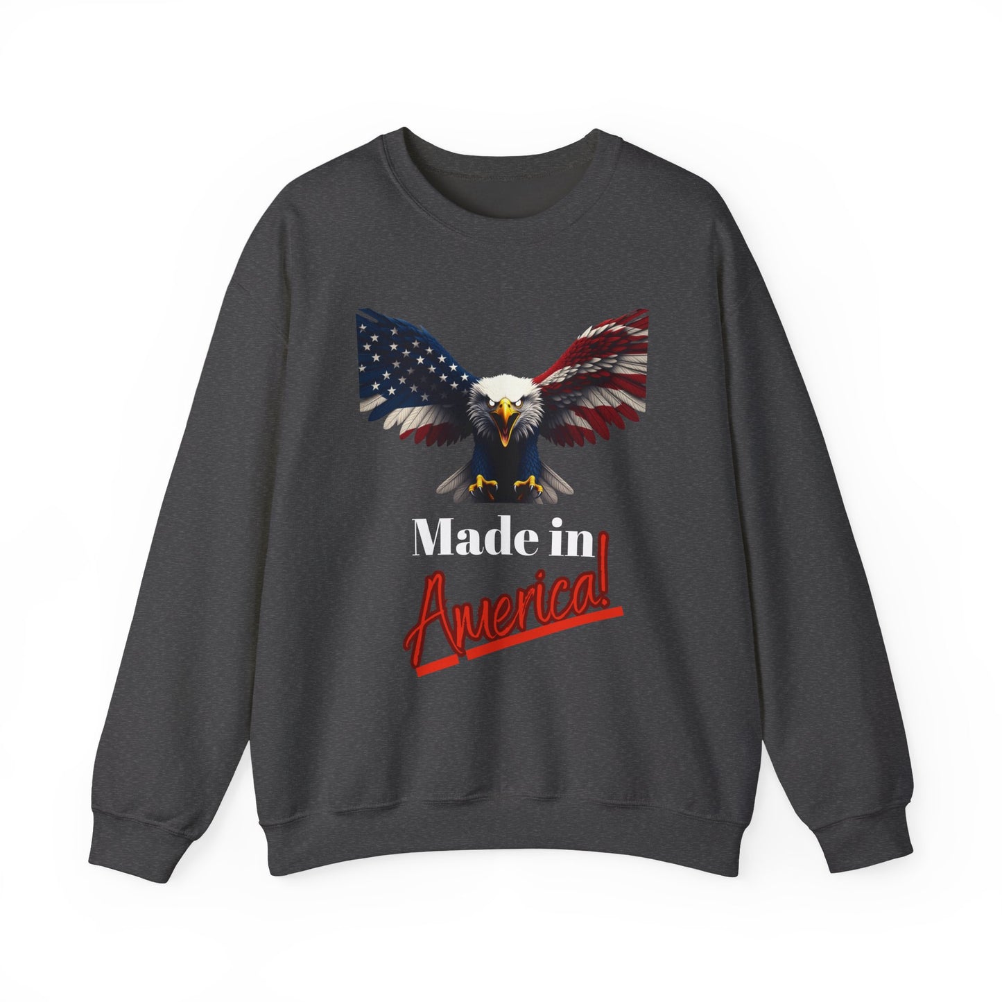 Made In America Patriotic Eagle text on a Crewneck Sweatshirt