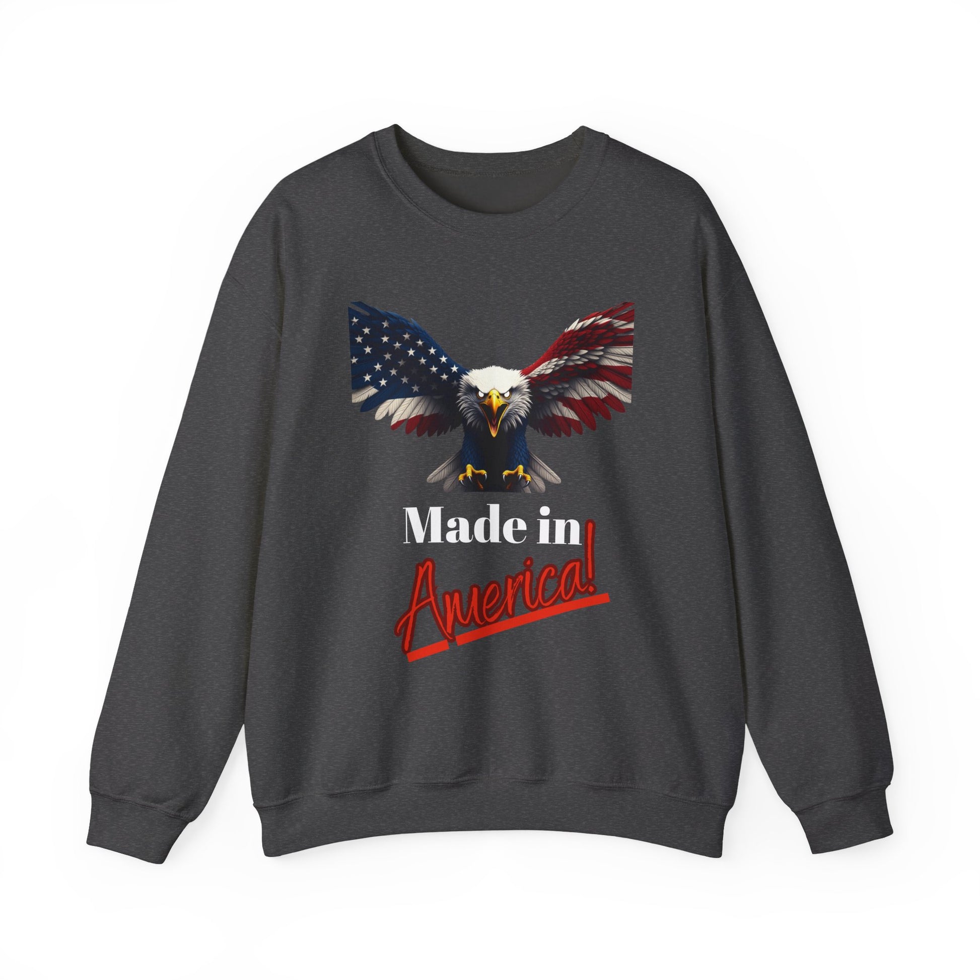 Made In America Patriotic Eagle text on a Crewneck Sweatshirt