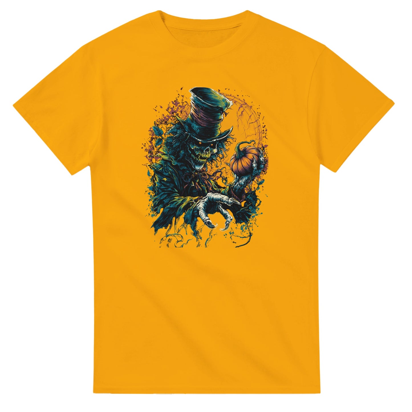 Sinister Pumpkin Scarecrow on a Heavyweight T-shirt